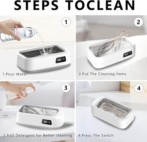 High-Efficiency Ultrasonic Jewelry Cleaner, 40W 640ml 48KHz Portable Professional Ultrasonic Cleaner for Jewelry, Eyeglass, Watches, Dentures, Ring, Blade Razor in Saudi Arabia