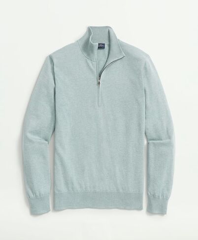 سترة Brooks Brothers الرجالية ذات المقاس العادي من القطن Supima بأكمام طويلة ونصف سحاب، Jade، Small in Saudi Arabia
