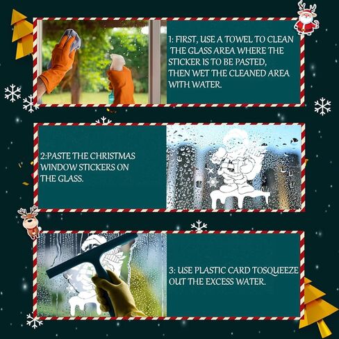 6 Sheets Christmas Window clings Reusable-Large Christmas Window clings for Doors, Shop Windows, Funny Cartoon Characters Winter Window clings for Kids Party Decorations in Kuwait