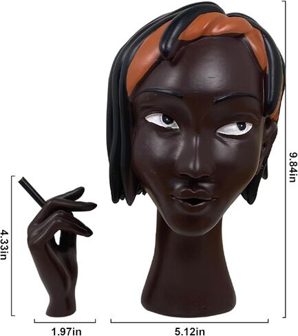 Incense Burner Holder Head Incense Burner Black Woman, 7.87in Headscents Incense Holder Black Women Close Eyes Incense Cone Holder Incense Fountain for Home Office Decor in Saudi Arabia