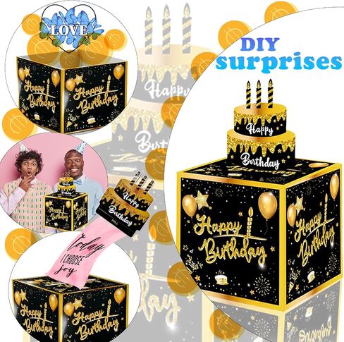 Happy Birthday Money Box for Cash Pull, Surprise Money Roll Box with Pull Out Card and 30 Transparent Bags DIY Set, Funny Ways to Give Money as Gift for Parents, Lovers, Kids and Friends in Saudi Arabia
