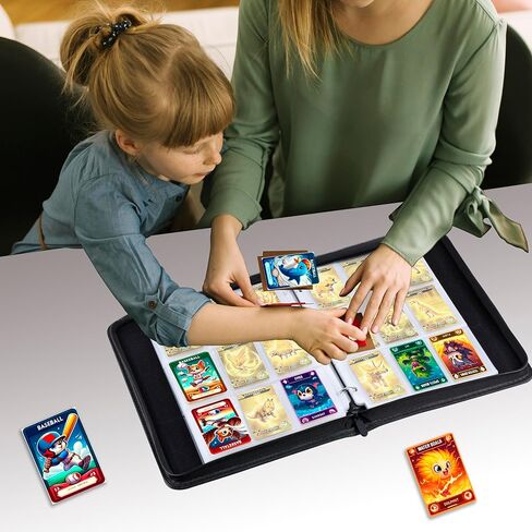 900 Pockets Trading Baseball Card Binder with Sleeves, 50 Removable Pages, 3 Ring Zipper Binder Collectable Card Book Album with Strap, Leather Sport Games Cards Folder, Card Collector Gifts in Kuwait