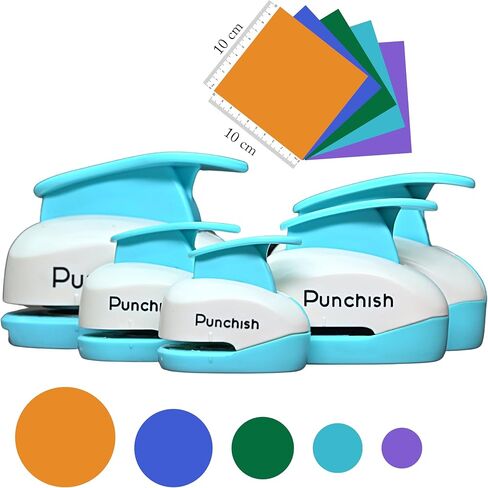PUNCHISH- 5 Different Sizes Circle Punch Set with Sharp Blade for Smooth Edge Circles - Perfect Blue Color Tool for Crafting, Creating Patterns, Making Cards & Art Projects. in Saudi Arabia