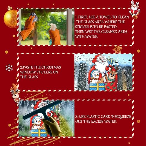 6 Sheets Christmas Window clings-Reusable Cute Snowman Santa Claus Reindeer Snowflake Window Decals for Xmas Party Supplies,Double Sided Static Christmas Window Decals for Home in Saudi Arabia