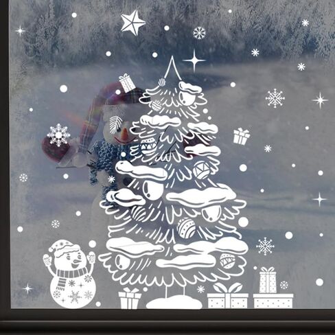 6 Sheets Christmas Window clings-Reusable Cute Snowman Santa Claus Reindeer Snowflake Window Decals for Xmas Party Supplies,Double Sided Static Christmas Window Decals for Home in Saudi Arabia