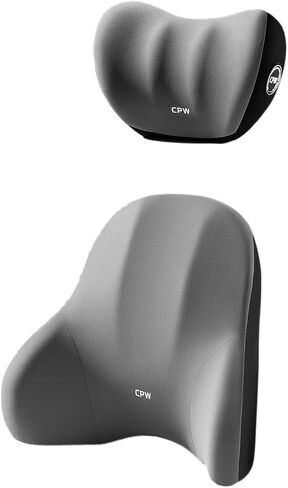 Car Seat Cushion with Massage Function Back&Neck 2 Piece Set - Lumbar and Neck Support Pillow, Memory Foam Design for Enhanced Comfort and Pain Relief - Ergonomic Support for Long Drives - Black in Saudi Arabia