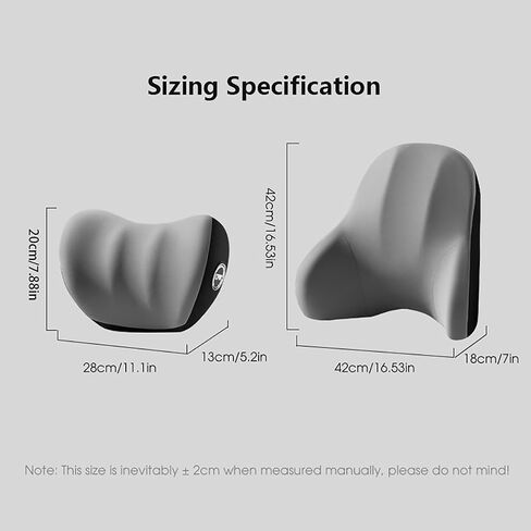 Car Seat Cushion with Massage Function Back&Neck 2 Piece Set - Lumbar and Neck Support Pillow, Memory Foam Design for Enhanced Comfort and Pain Relief - Ergonomic Support for Long Drives - Black in Saudi Arabia
