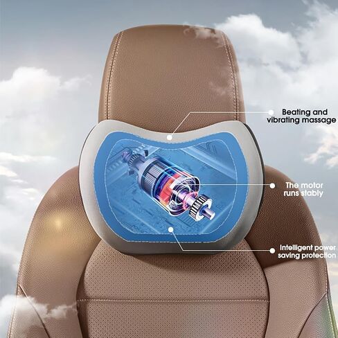 Car Seat Cushion with Massage Function Back&Neck 2 Piece Set - Lumbar and Neck Support Pillow, Memory Foam Design for Enhanced Comfort and Pain Relief - Ergonomic Support for Long Drives - Black in Saudi Arabia