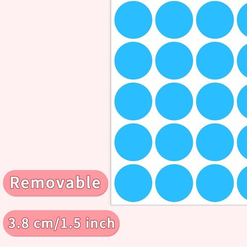1.5" Round Colored Removable Stickers Labels - 10 Colors,Pack of 600 in Kuwait