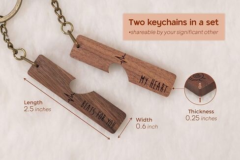 MUUJEE Wooden Heart Cutout Keychain Set - Avocado Sisters Key Rings Bag Charm for Two Sis Bff Best Friends Matching in Kuwait