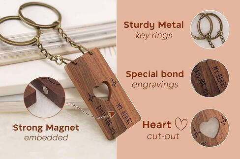 MUUJEE Wooden Heart Cutout Keychain Set - Avocado Sisters Key Rings Bag Charm for Two Sis Bff Best Friends Matching in Kuwait