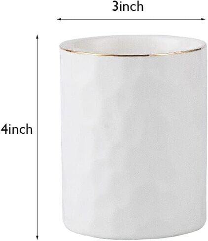 Ceramic Pen Holder Cup Pencil Holder for Desk, Makeup Brush Holder Organizer for Office Home, White in Kuwait