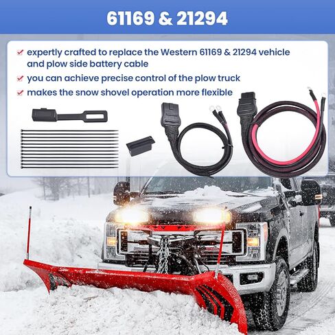 21294 61169 2-Pin Battery Cable Harness Kit Plow Side 21294 8245 & Truck Side 61169 8274 fit for Western Fisher Snow Plows in Kuwait