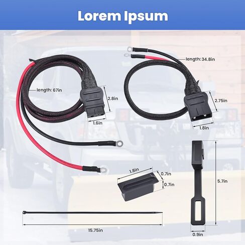 21294 61169 2-Pin Battery Cable Harness Kit Plow Side 21294 8245 & Truck Side 61169 8274 fit for Western Fisher Snow Plows in Kuwait