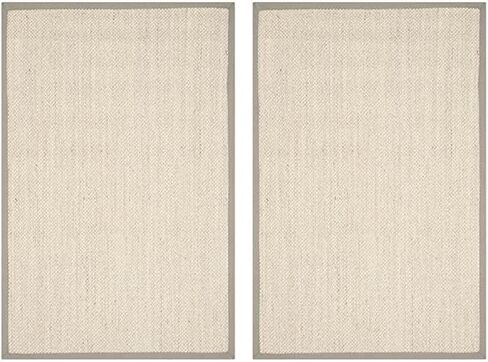 SAFAVIEH Natural Fiber Collection Area Rug - 8' x 10', Marble & Beige, Border Sisal Design, Easy Care, Ideal for High Traffic Areas in Living Room, Bedroom (NF143C) in Saudi Arabia