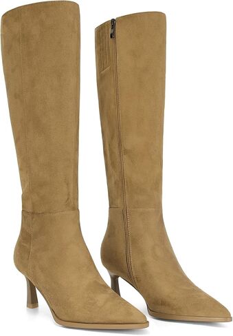 MICIFA Burgundy Kitten Heel Knee High Boots for Women Side Zipper Tall Leather Boots Pointed Toe Fall Dress Boots in Saudi Arabia