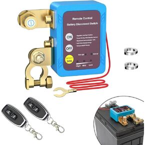 Car Battery Remote Off Switch 240A 12V Remote Battery Off Switch with LED Voltage Display Remote Battery Off Switch Car, RV, Boat Power Off Switch for car