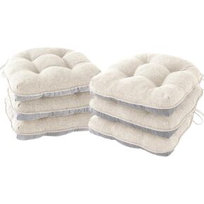 Chair Cushions for Dining Chairs Set of 4, Indoor Kitchen Chair Cushions with Ties and Non Slip Backing, Tufted Shredded Memory Foam Kitchen Chair Pads, 15.5" x 15.5" x 4", Navy