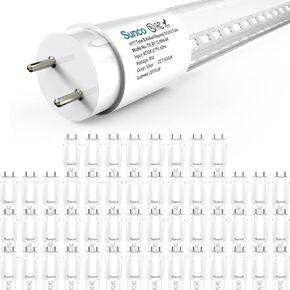 Sunco 50 Pack T8 LED Tubes 4FT Fluorescent Replacement, 48 Inch, 18W, 2200LM, 5000K Daylight, Single Ended Power, Type B, Ballast Bypass, Clear Lens UL