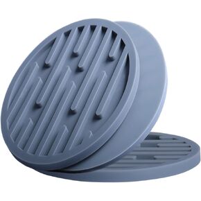 Silicone Coasters for Drinks, Drink Coasters for Coffee Table, Non-Slip, Non-Stick Cup Mat Live for Hot and Cold Drink (Stripe, 3 Pack Grey)