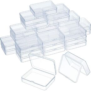 SATINIOR 48 Packs Clear Small Plastic Containers Transparent Storage Box with Hinged Lid for Small Items Crafts Jewelry (1.7 x 1.7 x 0.79 Inches)