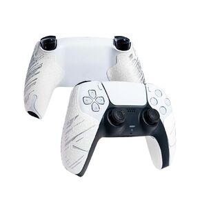 Controller Grips, Anti-Skid, Multi-Texture, Sweat Absorption, Pre-Cut Grips Tape, Compatible with PS5 DualSense and Playstation Portal (White,Silver)
