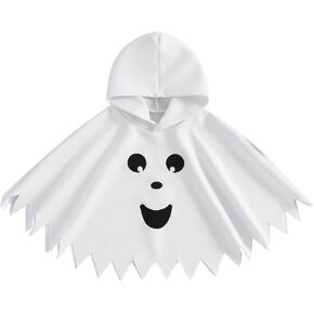Unisex Toddler Kids Baby Girl Boy Halloween Ghost Costume Hooded Poncho Cape Cloak Hat Blanket Cosplay Clothes