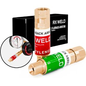 RX WELD Oxygen Acetylene Flashback Arrestors Set Regulator End Standard "B" 9/16-18UNF Threads Size