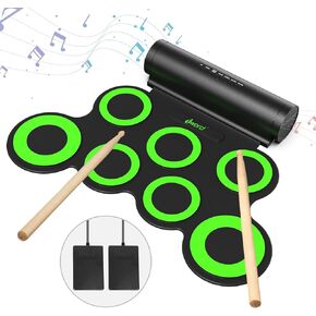 IWORD Electronic Drum Set, Roll Up Drum Practice Pad Midi Drum Kit with Headphone Jack Built-in Speaker Drum Pedals Drum Sticks 10 Hours Playtime,Great Holiday Birthday Gift for Kids (Colorful)
