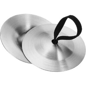 1 Pair Finger Cymbals, Mini Belly Dancing Finger with Zills Brass Hand Cymbals, Single Hand Finger Musical Instrument for Dancer Party (Golden Tone)