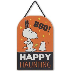 Peanuts Charlie Brown and Snoopy Trick or Treat Hanging Wood Wall Decor - Fun Snoopy Halloween Sign for Home Decorating