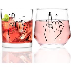 Futtumy Ring Finger Est 2024 Wine Glasses and Whisky Glasses, Wedding Gifts for Couples, Bridal Shower Gifts, Bride and Groom Gifts, Engagement Gifts for Couples Mr. Mrs. His Hers Bride To Be
