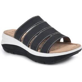 White Mountain Women's Fascinate Black/Smooth Size 9.5M Slide Sandal, 9.5