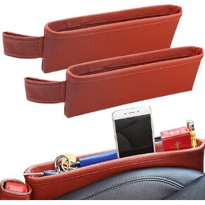 2 Pack 2024 Update Car Seat Gap Filler Organizer Leather Console Storage Box Front Side Pocket Seats Organizers Filler Interior Car Accessories for Phone Wallet Coin Key Sunglasses(Black)