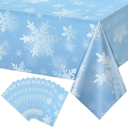 3 Pack Winter Snowflake Plastic Tablecloth Decorations, Light Blue Snowflake Winter Wonderland Disposable Table Cover for Christmas Winter Holiday New Year Party Supplies Decorations, 54 x 108 Inch in Saudi Arabia