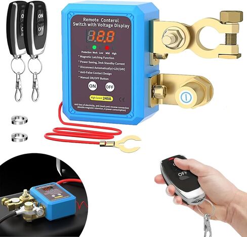 Car Battery Remote Off Switch 240A 12V Remote Battery Off Switch with LED Voltage Display Remote Battery Off Switch Car, RV, Boat Power Off Switch for car in Saudi Arabia