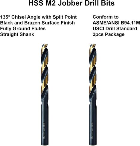 MAXTOOL Letter K 2pcs Identical Jobber Length Drills Dia 0.281" HSS M2 Twist Drill Bits Fully Ground Black-Bronze Straight Shank Drills; JBL02H10RKP2 in Saudi Arabia