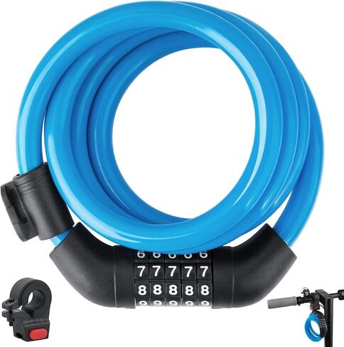 E Scooter Lock，Bike Lock 12mm Thick Bike Lock Cable High Security 5 Digit Resettable Combination Lock 4 Feet Bicycle Lock for Xiaomi M365/Pro2/Max/Ninebot/F Essential Scooter/Bicycle/Motor Lock in Saudi Arabia