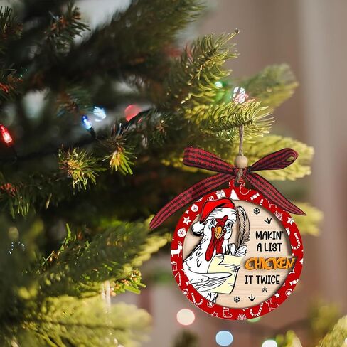 Funny Chicken Christmas Ornament, Makin' A List Chicken It Twice Ornament, Chicken Ornament for Christmas, Rooster Christmas Ornament, Gifts for Chicken Lovers, Perfect Farmhouse Decorations in Saudi Arabia