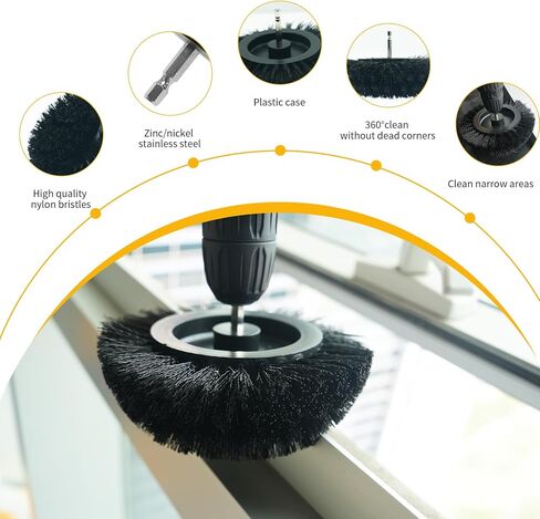 10 Pcs Drill Brush Attachment Set, Power Cleaning Scrub Brush Kit with Extend Long Attachment, All Purpose Drill Scrub Brushes for Car, Grout, Floor, Tub, Shower, Tile, Bathroom and Kitchen in Saudi Arabia