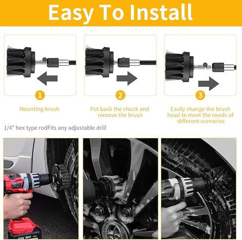 10 Pcs Drill Brush Attachment Set, Power Cleaning Scrub Brush Kit with Extend Long Attachment, All Purpose Drill Scrub Brushes for Car, Grout, Floor, Tub, Shower, Tile, Bathroom and Kitchen in Saudi Arabia