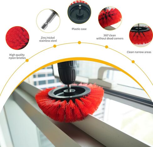 10 Pcs Drill Brush Attachment Set, Power Cleaning Scrub Brush Kit with Extend Long Attachment, All Purpose Drill Scrub Brushes for Car, Grout, Floor, Tub, Shower, Tile, Bathroom and Kitchen in Saudi Arabia