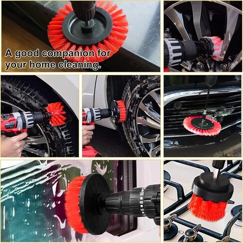 10 Pcs Drill Brush Attachment Set, Power Cleaning Scrub Brush Kit with Extend Long Attachment, All Purpose Drill Scrub Brushes for Car, Grout, Floor, Tub, Shower, Tile, Bathroom and Kitchen in Saudi Arabia