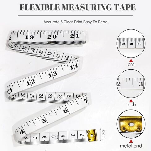Tape Measure Fabric Measuring Tape Soft Cloth Tape Measure Body Sewing Measuring Tape Double Scale Seamstress Tape Measurement for Sewing Cloth 60 inch, 9 PCS Craft Vinyl Tailor Ruler for Weight Loss in Saudi Arabia