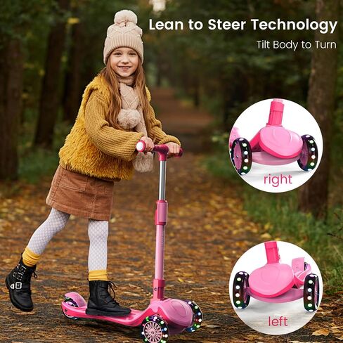2-in-1 Kids Kick Scooter for Ages 3-12, 5 Adjustable Height Handlebar and Removable Foldable Seat, 3 LED Light Wheels Learn to Steer, Wide Standing Board Scooter Indoor Outdoor for Boy Girl, Blue in Saudi Arabia