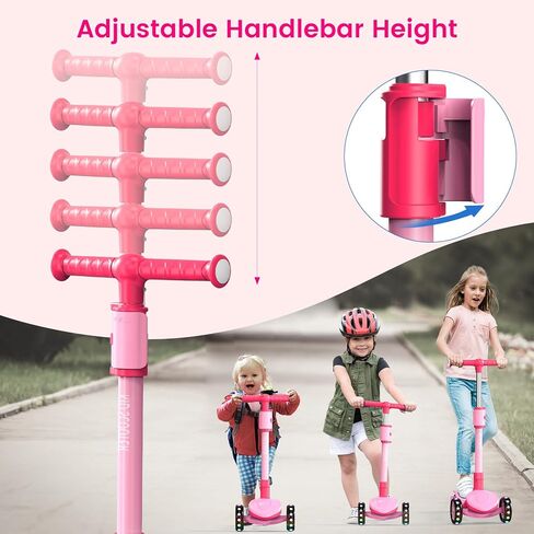 2-in-1 Kids Kick Scooter for Ages 3-12, 5 Adjustable Height Handlebar and Removable Foldable Seat, 3 LED Light Wheels Learn to Steer, Wide Standing Board Scooter Indoor Outdoor for Boy Girl, Blue in Saudi Arabia