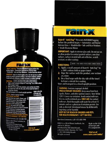 Rain-X AF21106D Glass & Mirrors Anti-Fog Treatment, Prevents Fogging & Steaming on Windshield and Visors, Improves Visibility, Great for Auto & Home in Saudi Arabia