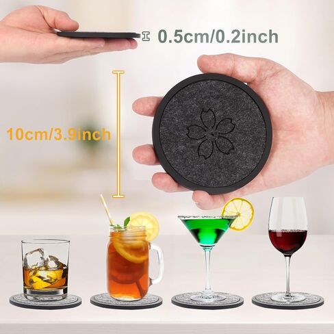 Silicone Coasters for Drinks, Drink Coasters for Coffee Table, Non-Slip, Non-Stick Cup Mat Live for Hot and Cold Drink (Stripe, 3 Pack Grey) in Saudi Arabia