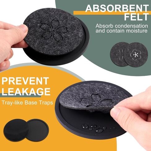 Silicone Coasters for Drinks, Drink Coasters for Coffee Table, Non-Slip, Non-Stick Cup Mat Live for Hot and Cold Drink (Stripe, 3 Pack Grey) in Saudi Arabia