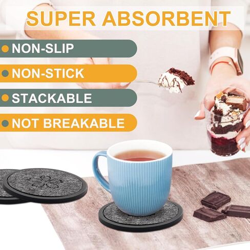 Silicone Coasters for Drinks, Drink Coasters for Coffee Table, Non-Slip, Non-Stick Cup Mat Live for Hot and Cold Drink (Stripe, 3 Pack Grey) in Saudi Arabia